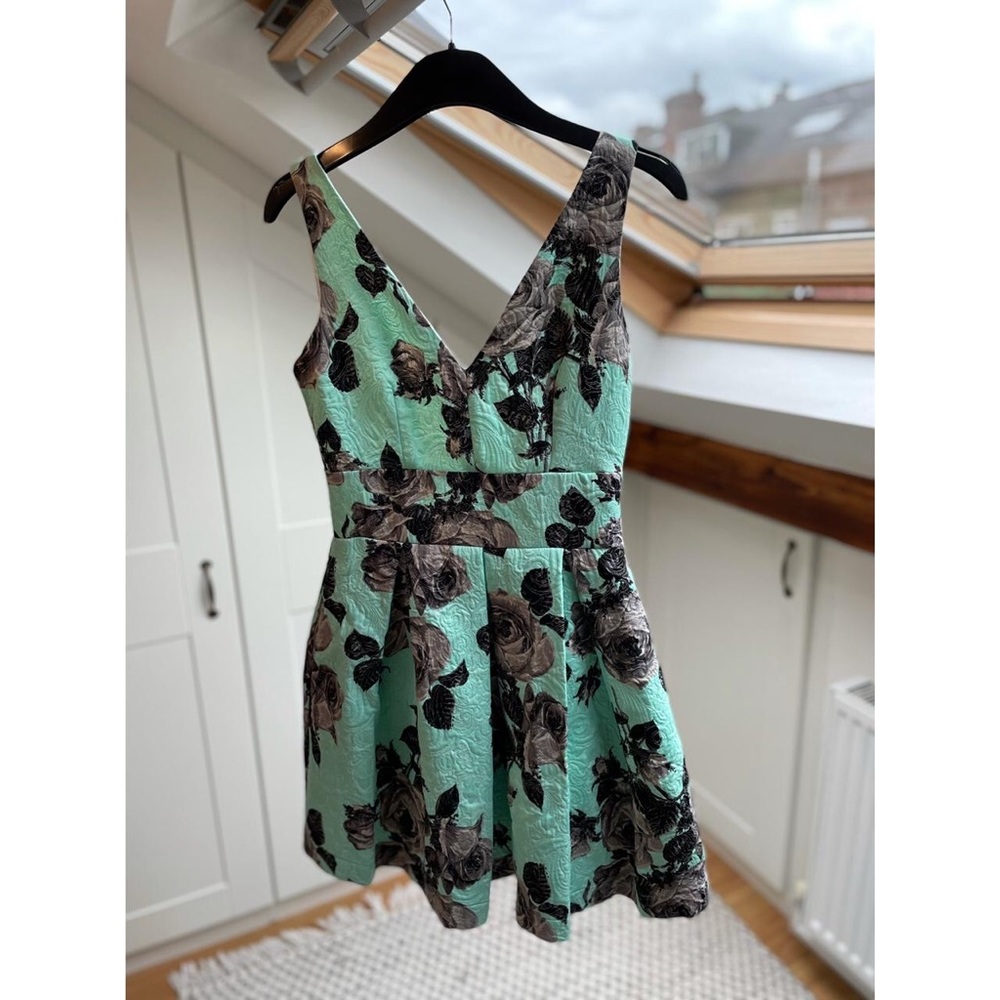 Topshop mint green floral backless bow homecoming dress